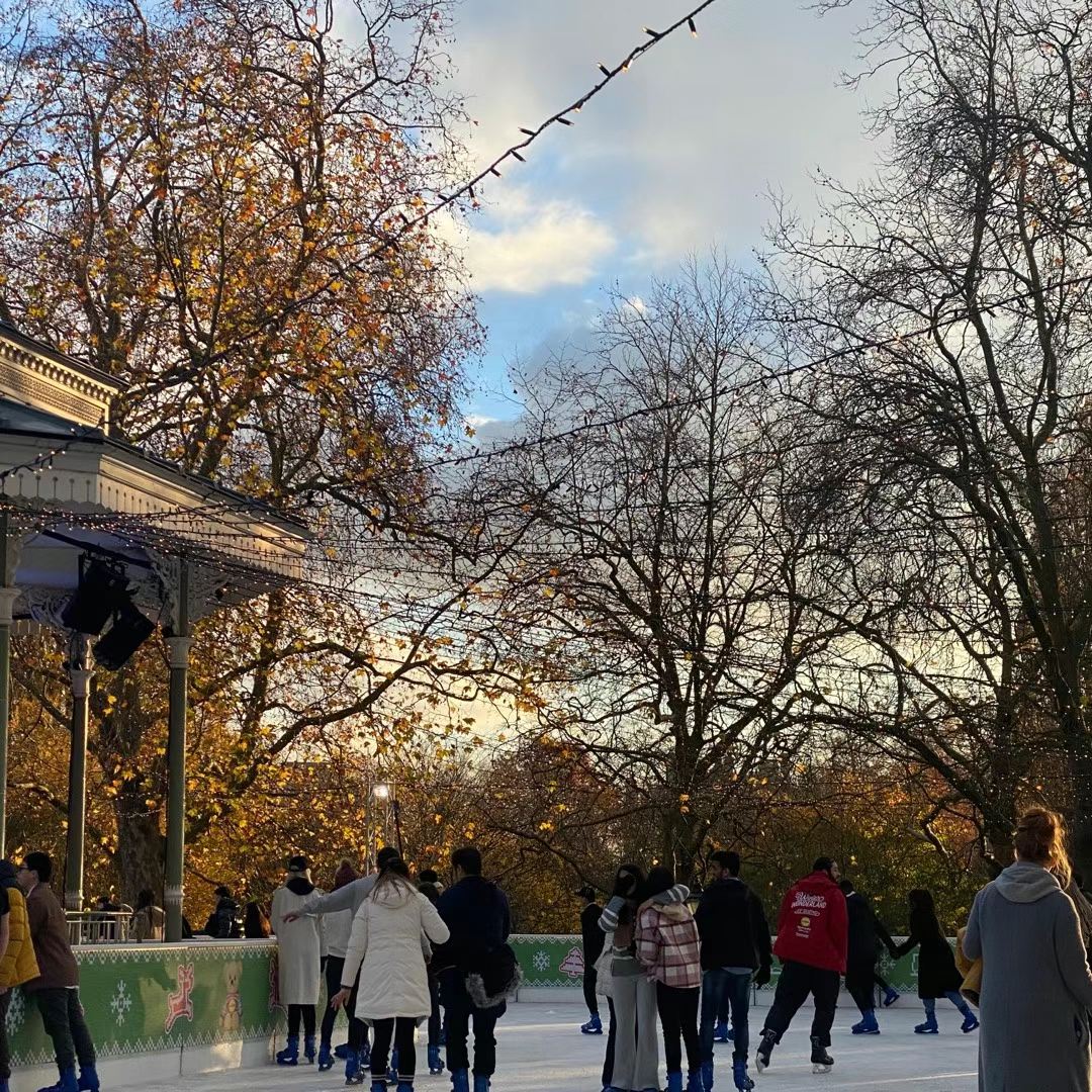 Ice skating outdoors